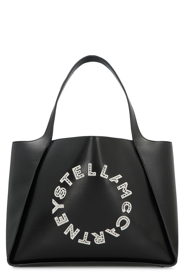 Logo Tote Bag Black Polyurethane