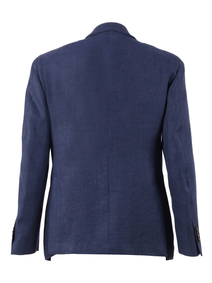 Jacket Blue Linen Virgin Wool