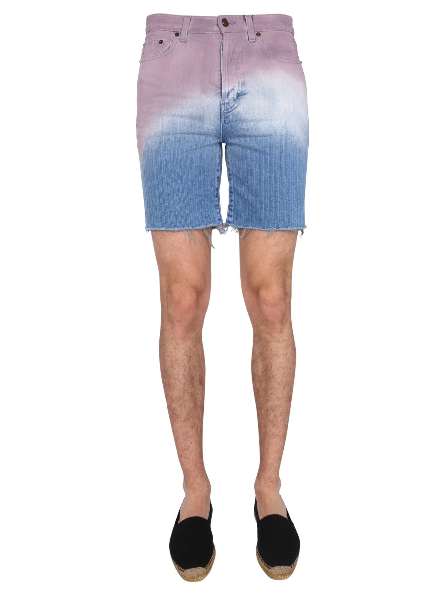Degraded Print Bermuda Multi-colour Cotton Short