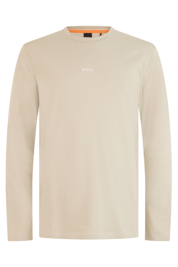 Long Sleeve Cotton T-Shirt Light Beige T-shirts