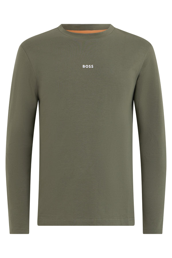 Long-Sleeve Cotton T-Shirt Green Open T-shirts