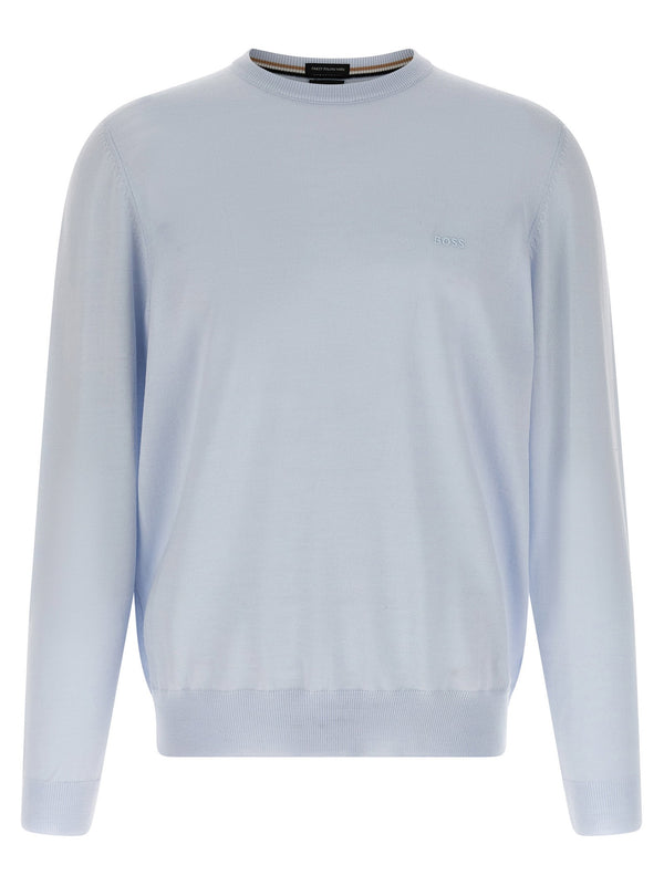 Hugo Boss Virgin Wool Crew Neck Sweater — Light Blue