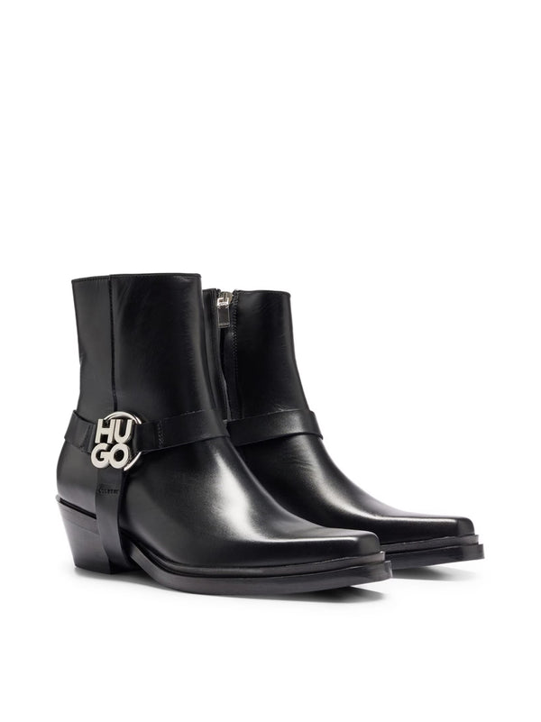 Hugo Boss Leather ankle boot in black