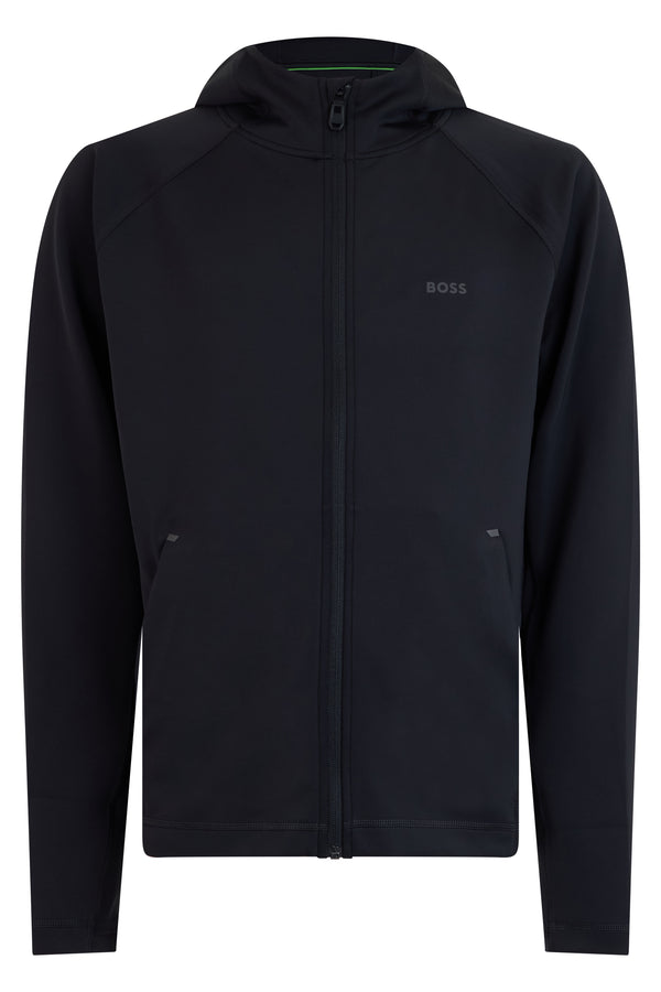 Hooded Zip-Up Sweatshirt Black Polyester