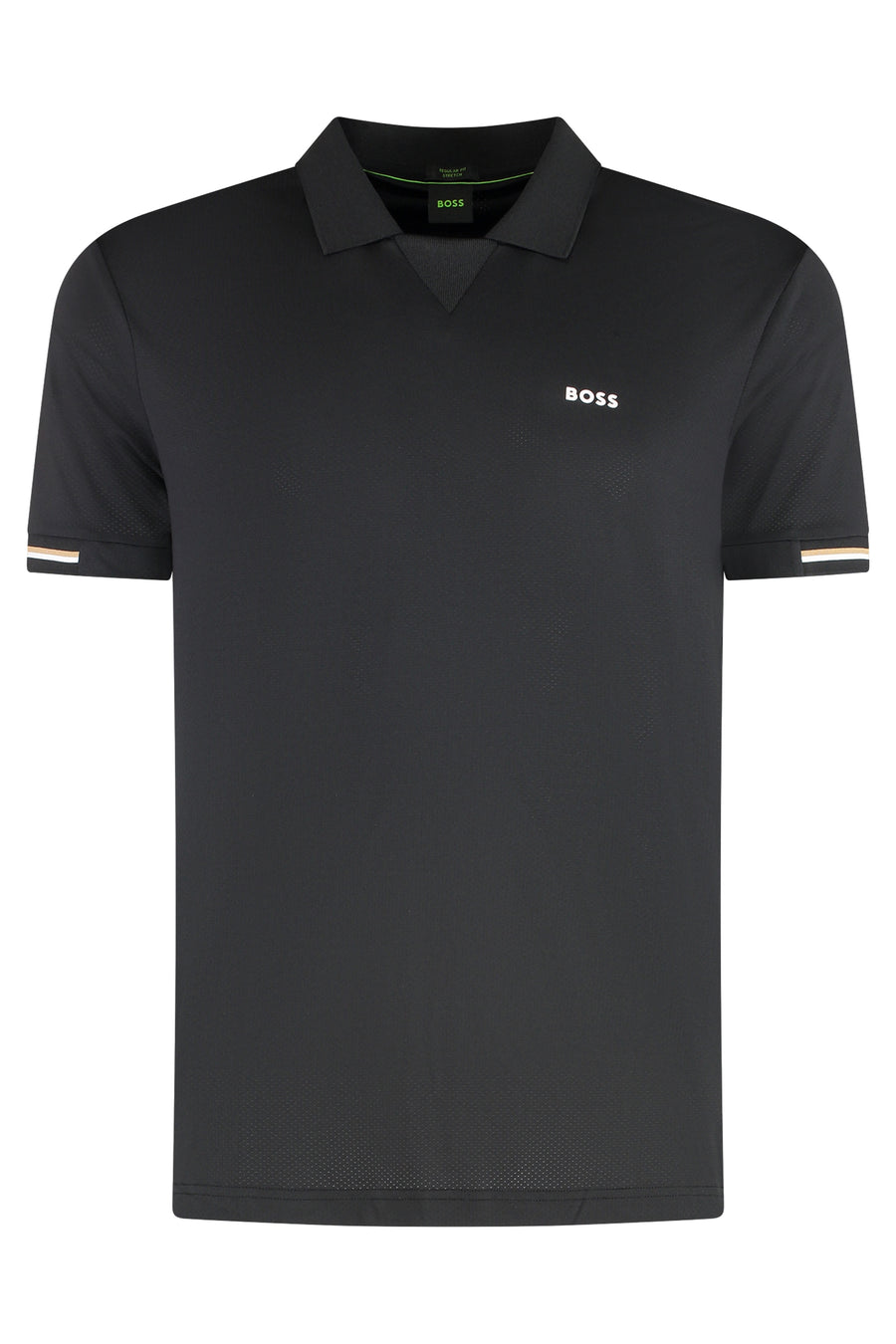 Technical Fabric Polo Shirt Black Elastane