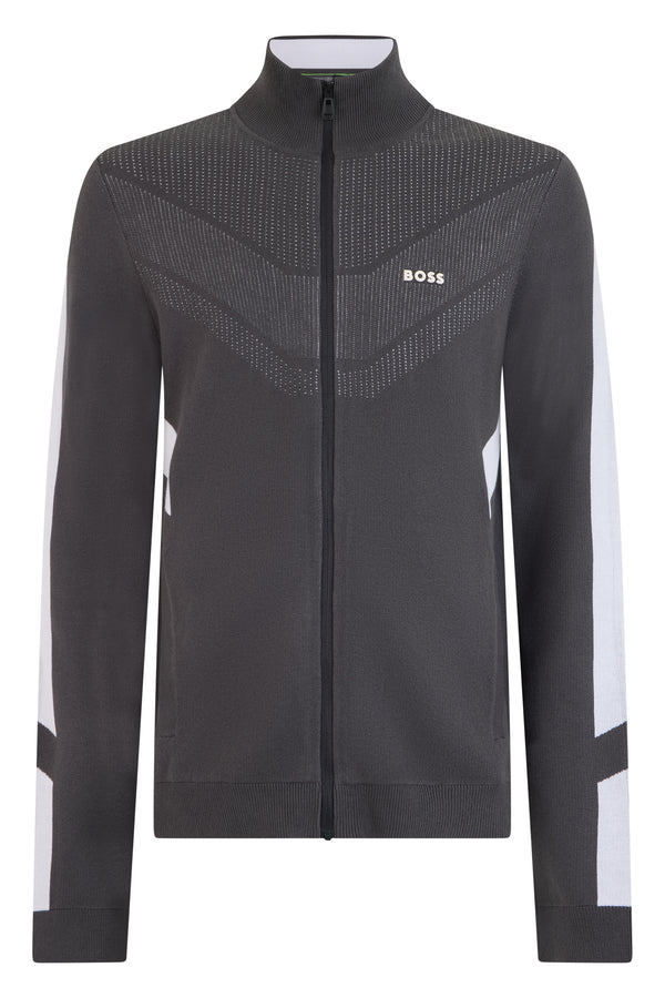 Zip-Up High Neck Cotton Sweatshirt Dark Grey