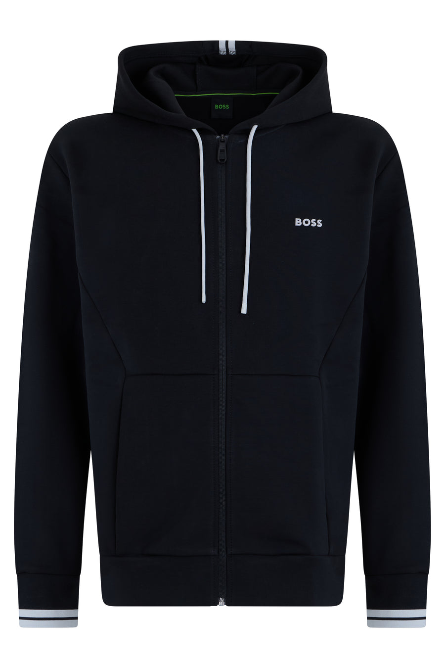 Hooded Zip-Up Sweatshirt Black Cotton
