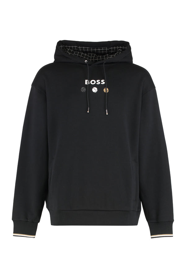 Hooded Sweatshirt Terry Cotton Black Jumpers