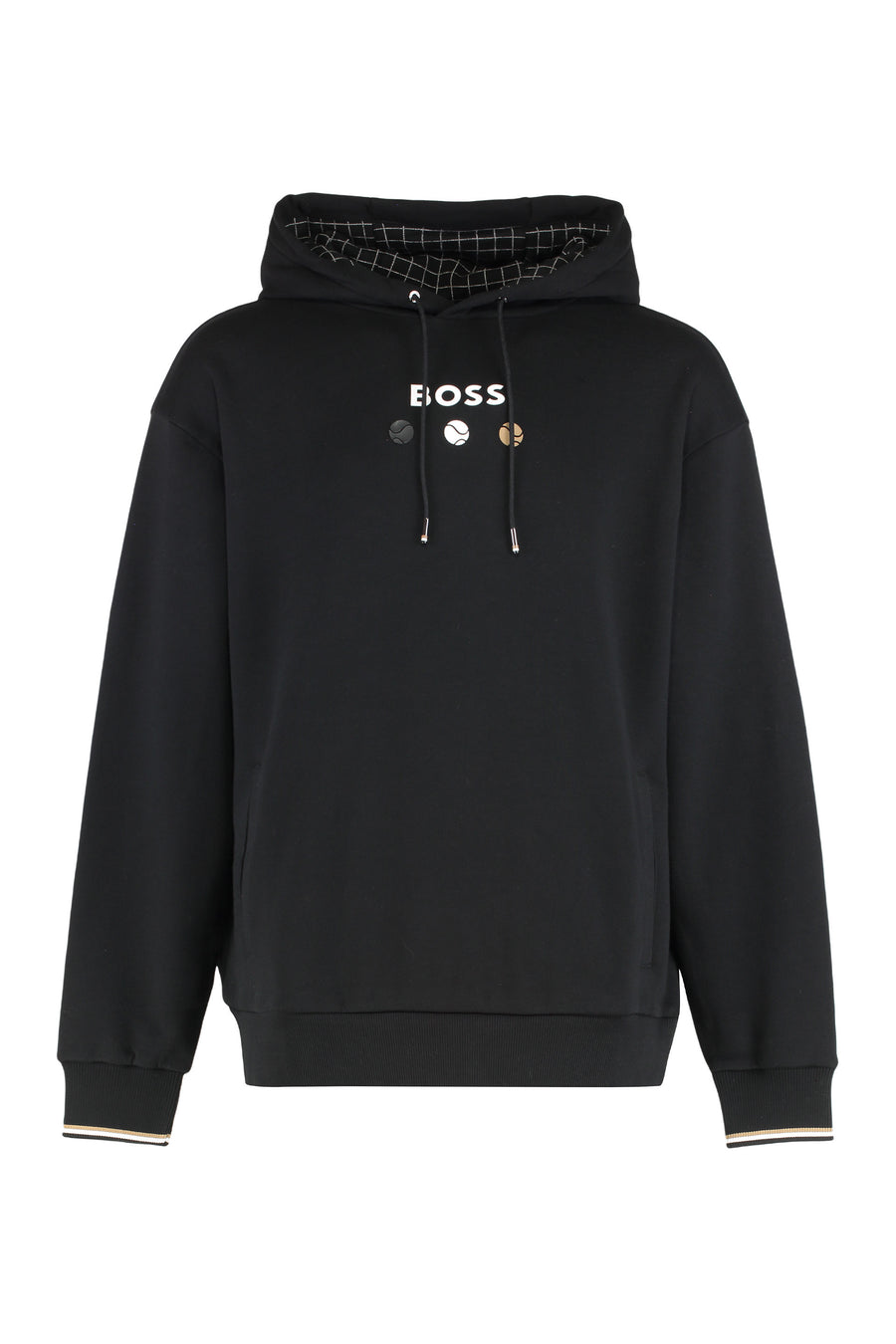 Hooded Sweatshirt Terry Cotton Black Jumpers