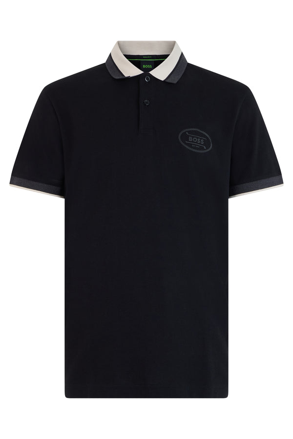 Cotton Polo Shirt With Contrast Collar Black