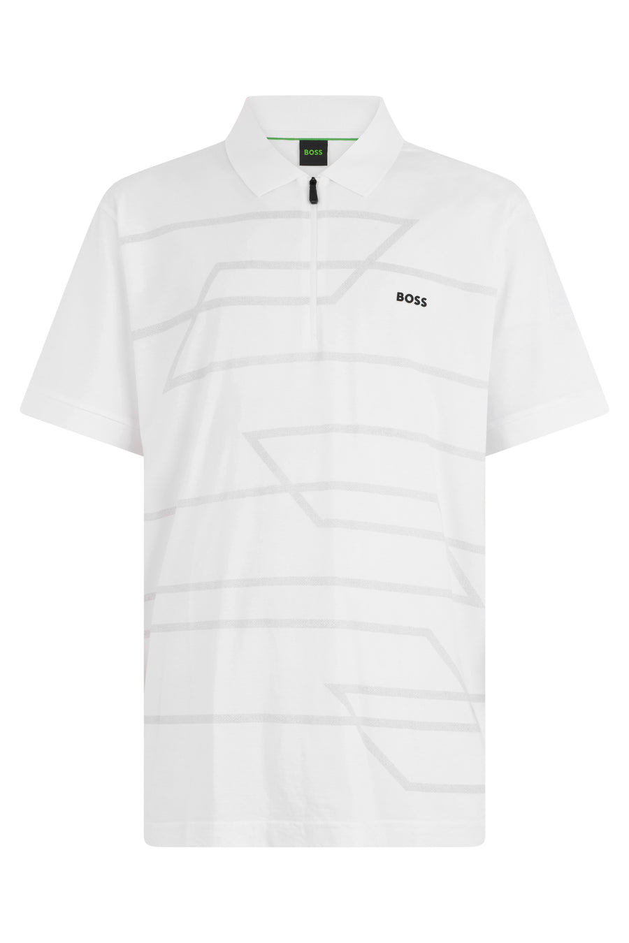 Cotton Zip-Up Polo Shirt White