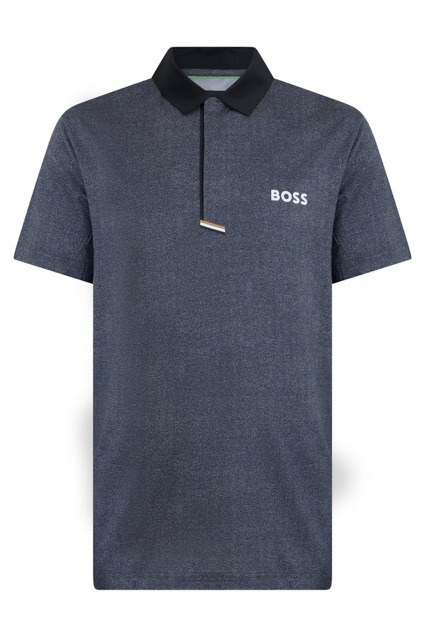Short-Sleeved Polo Shirt Black Technical Fabric Polyester