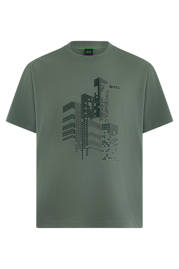 Cotton Print T-Shirt Open Green T-shirts