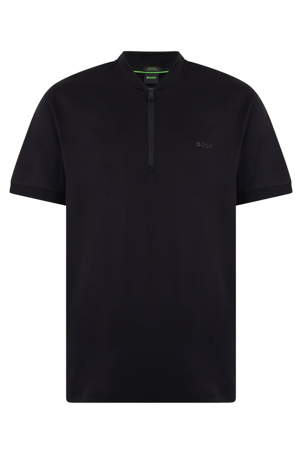 T-Shirt Half-Zip Black Cotton T-shirts