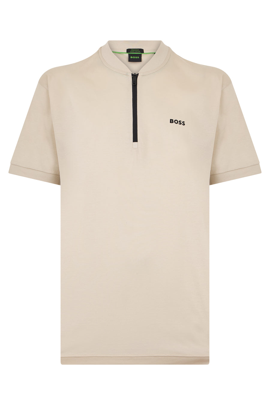T-Shirt With Zip Collar Beige Cotton T-shirts
