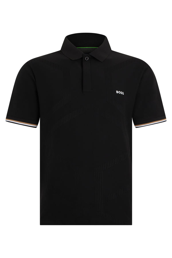 Polo Shirt Black Jersey Polyester