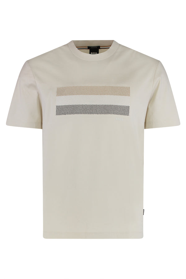 Crew Neck T-Shirt Ecru Cotton T-shirts