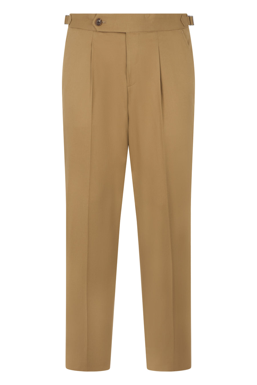 Straight Cotton Trousers Dark Beige