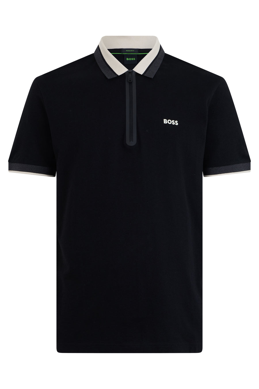 Cotton Zip Polo Shirt Black