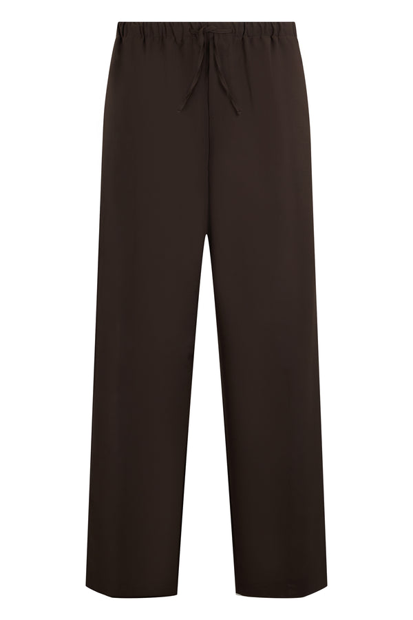 Pants With Drawstring, Wool Medium Brown Virgin Trousers