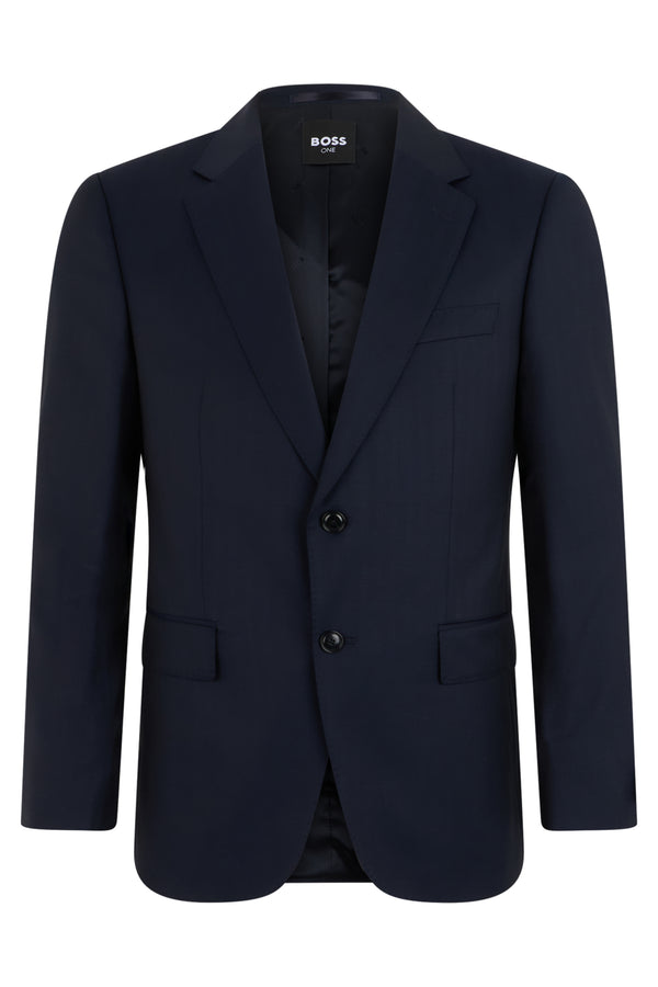 Single-Breasted Wool Jacket Dark Blue Virgin Suit & Dinner