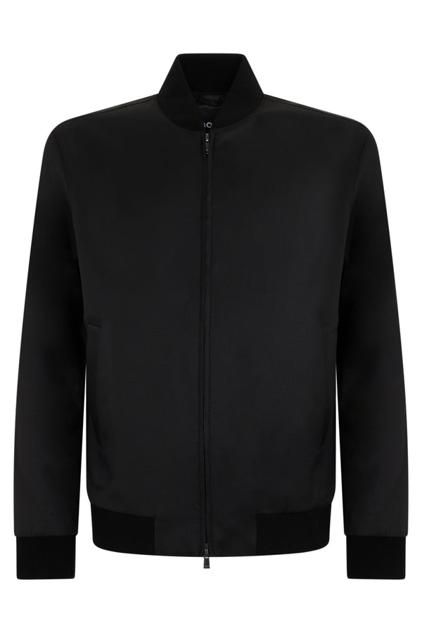 Wool Blouson Jacket Black Virgin Bomber