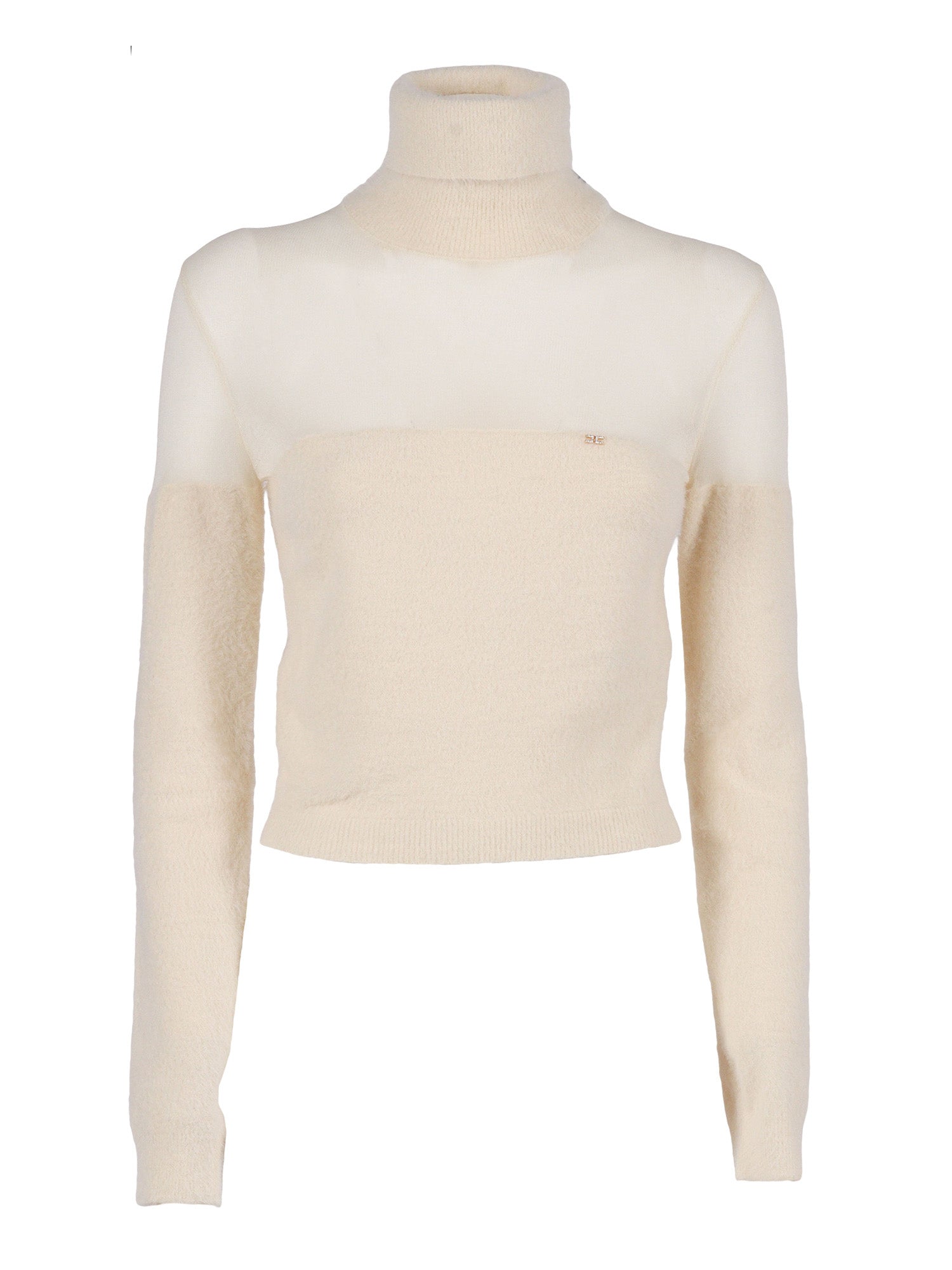 Womens Knitted Sweater White Polyamide Cotton Crewneck