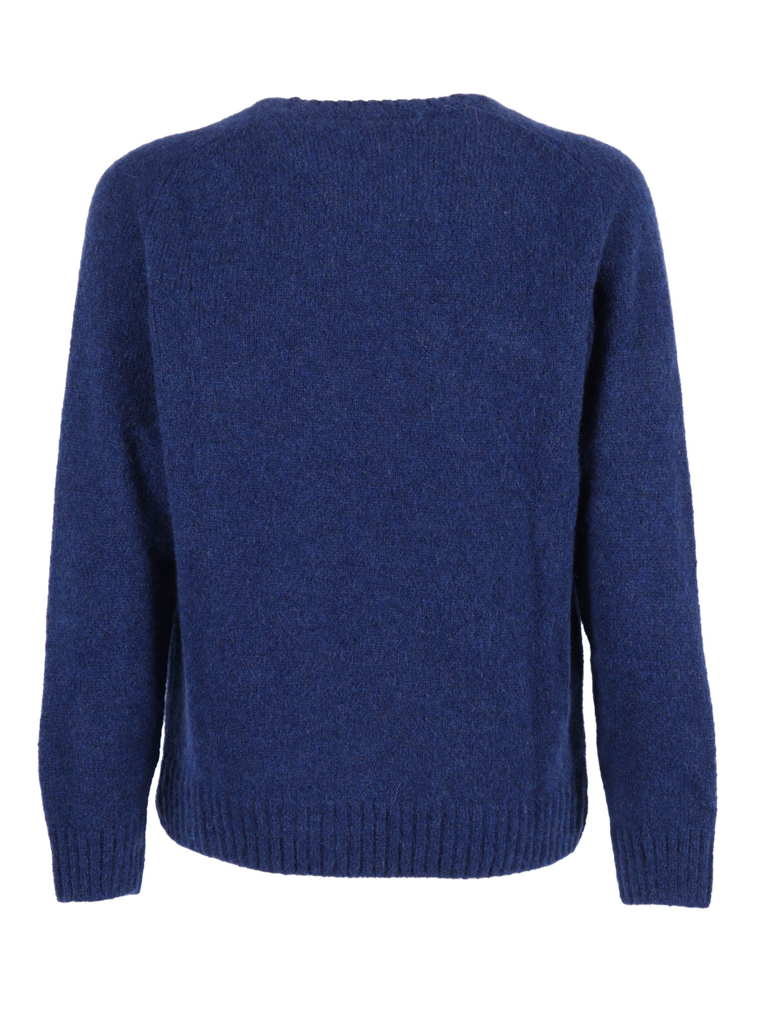 Hammer Sleeve Crew Neck Sweater Blue Alpaca Wool Polyamide Crewneck