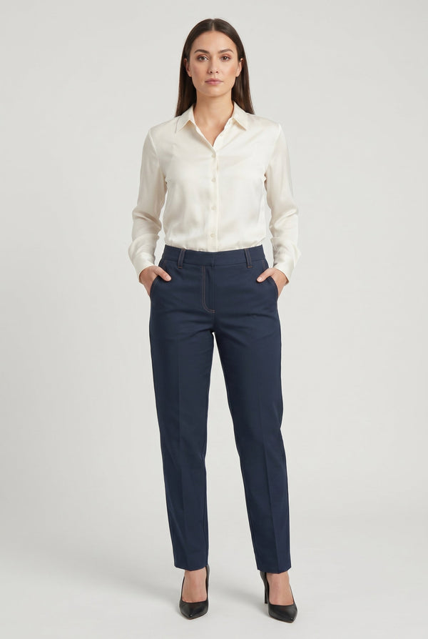 Brunello Cucinelli Womens Dark Blue Tailored Trousers Navy