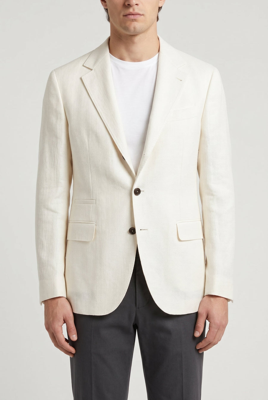 Brunello Cucinelli Mens Off White Linen Silk Blazer