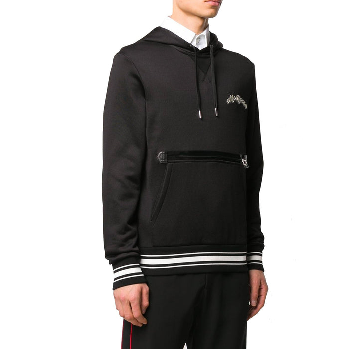 Alexander Mcqueen Logo Hooded Sweatshirt Black Cotton