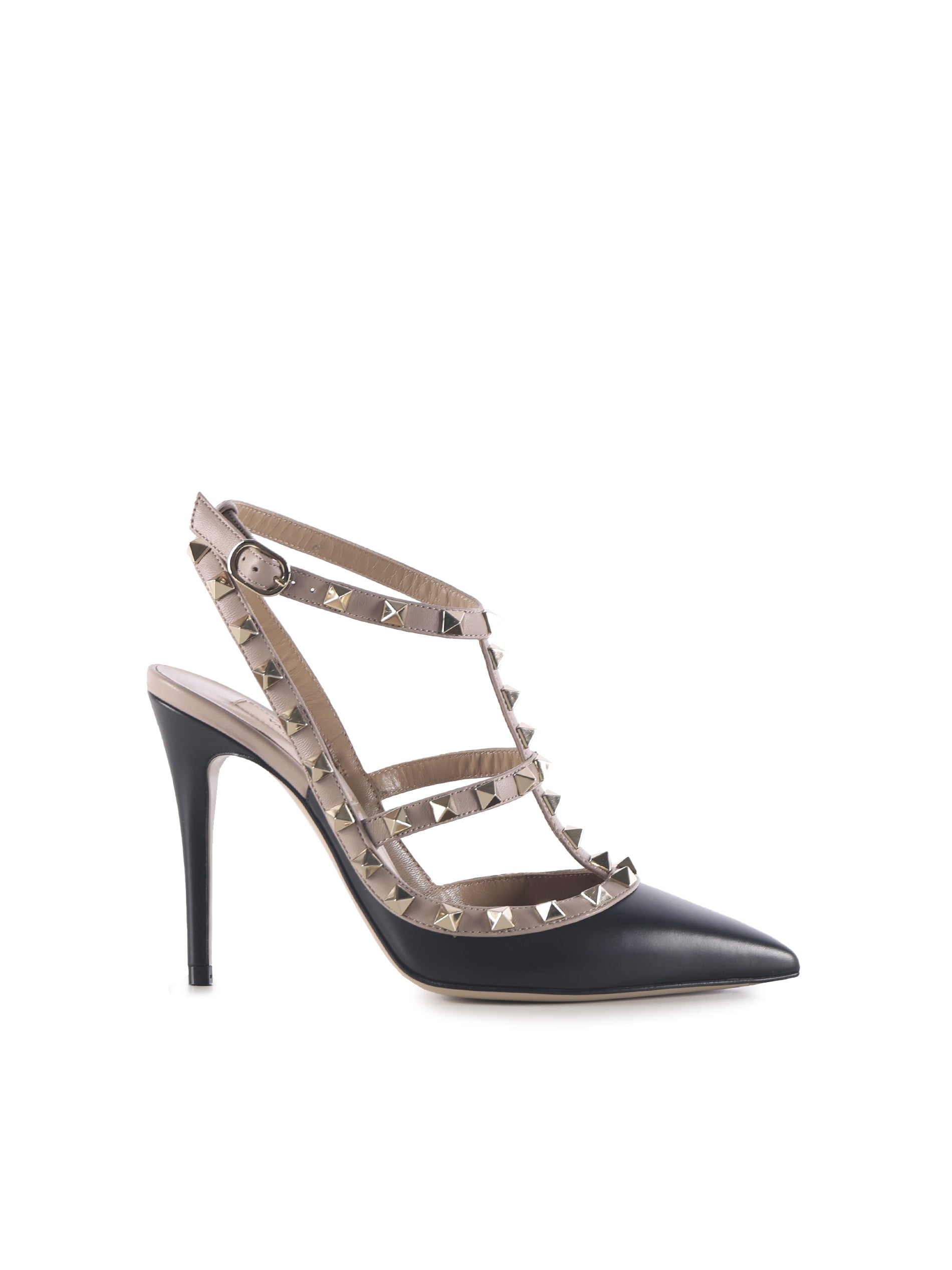 Valentino Garavani With Heel Taupe, Black Calfskin