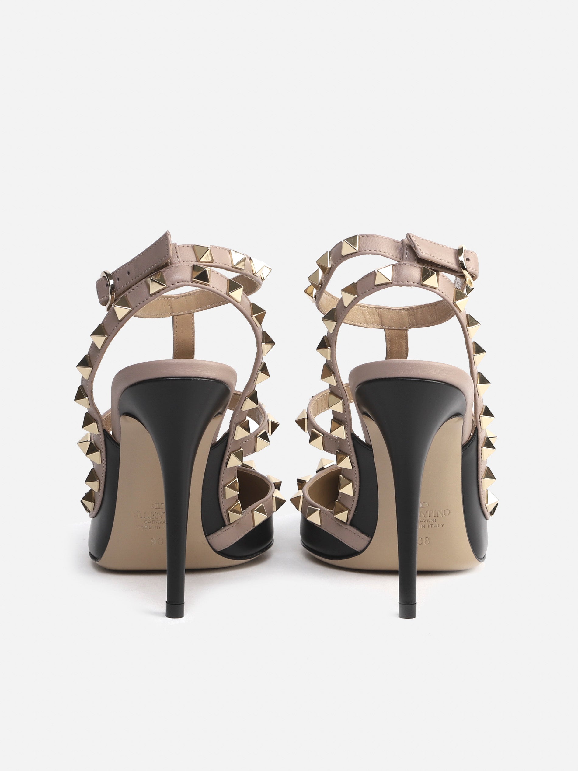 Valentino Garavani With Heel Taupe, Black Calfskin