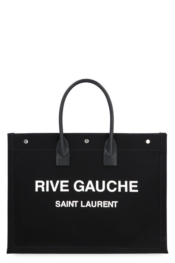 Rive Gauche Canvas Tote Black Leather; Cotton; Linen Bags