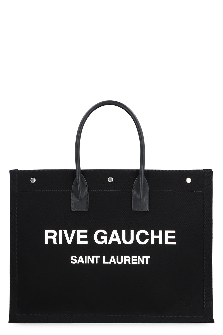 Rive Gauche Canvas Tote Black Leather; Cotton; Linen Bags