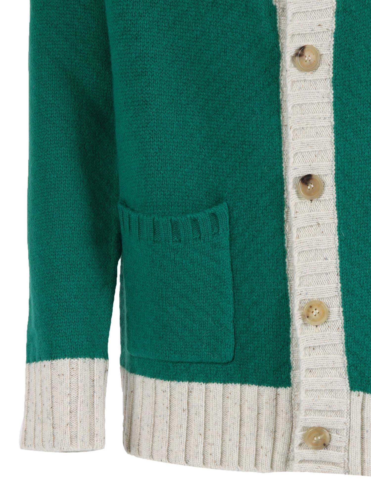 T Neck Cardigan White Wool