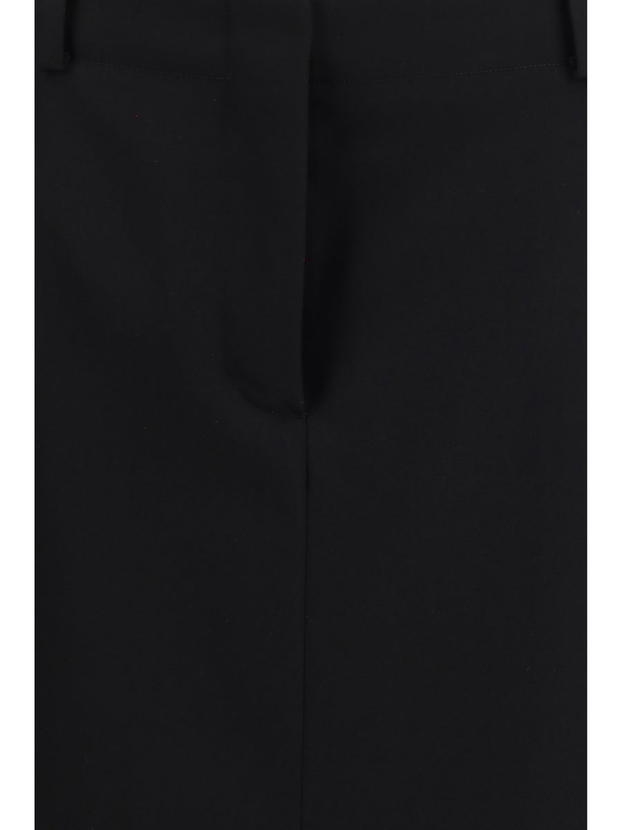 Midi Skirt Grain De Poudre Black Wool Fleece