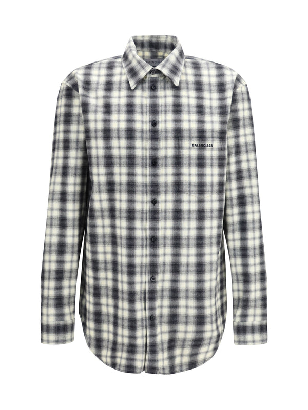 Shirt Checked Cotton Flannel White-Black White/black