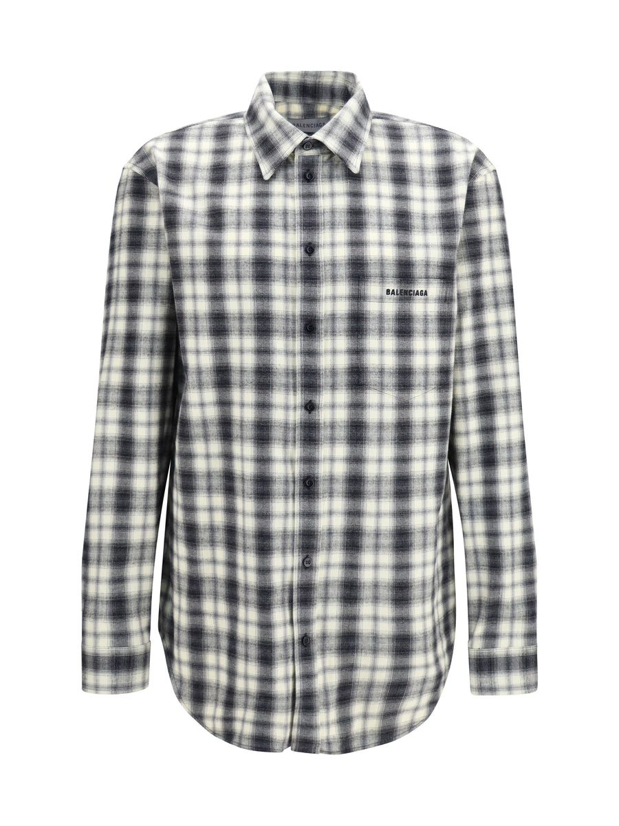 Shirt Checked Cotton Flannel White-Black White/black