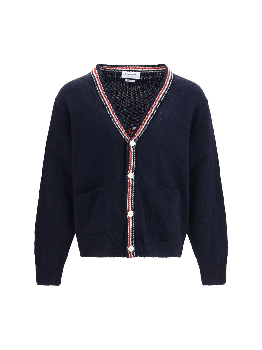 Thom Browne 70% Merino Wool cardigan in navy