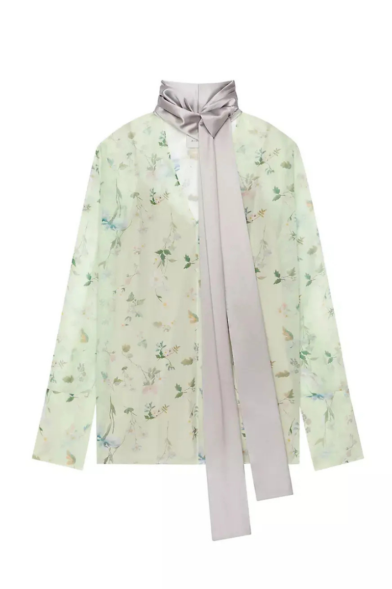 Givenchy Lavalliere Blouse_pale Green Black,orange Clothing
