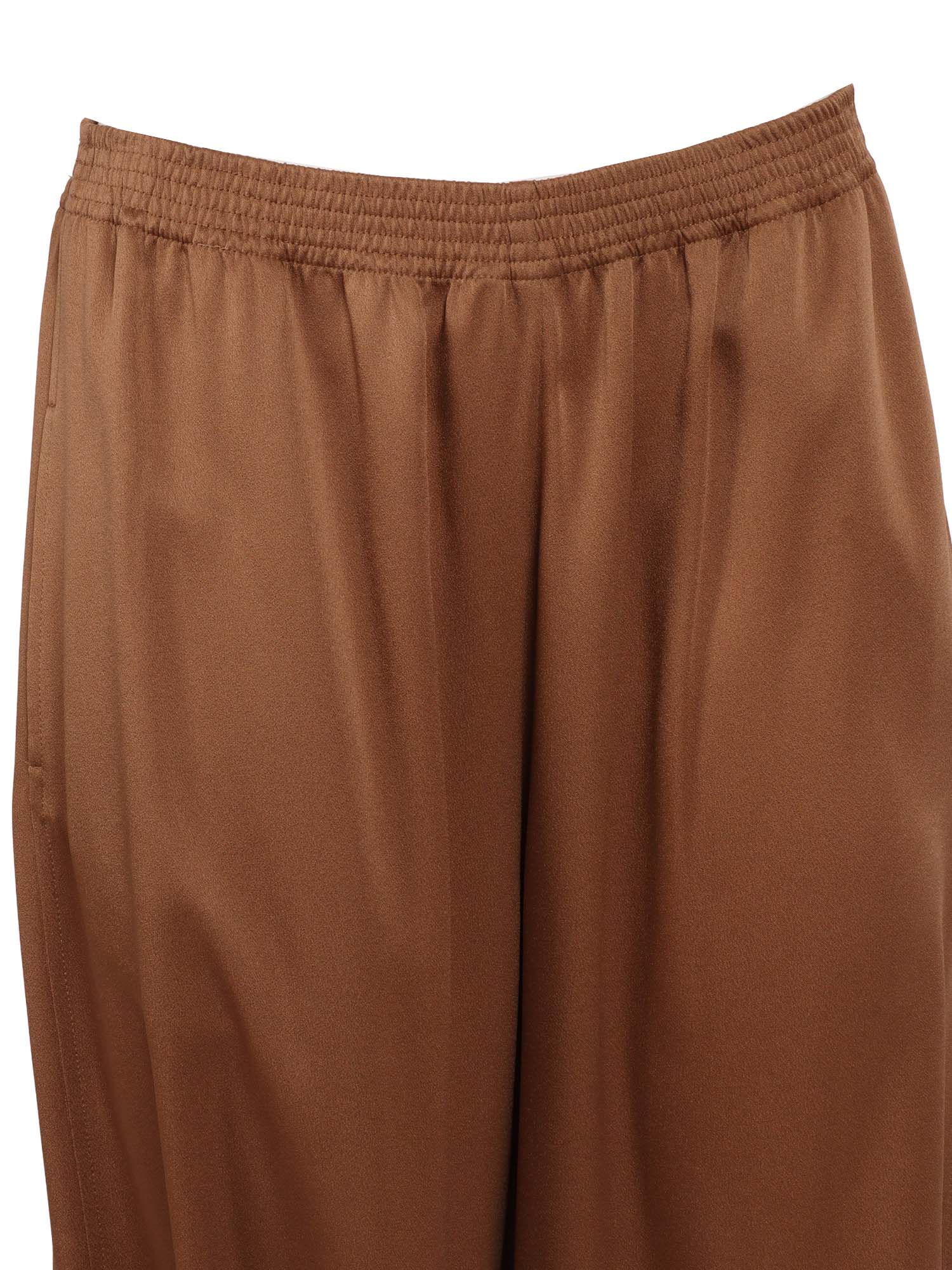 Enver Satin Wide Jogging Trousers Beige Viscose Acetate