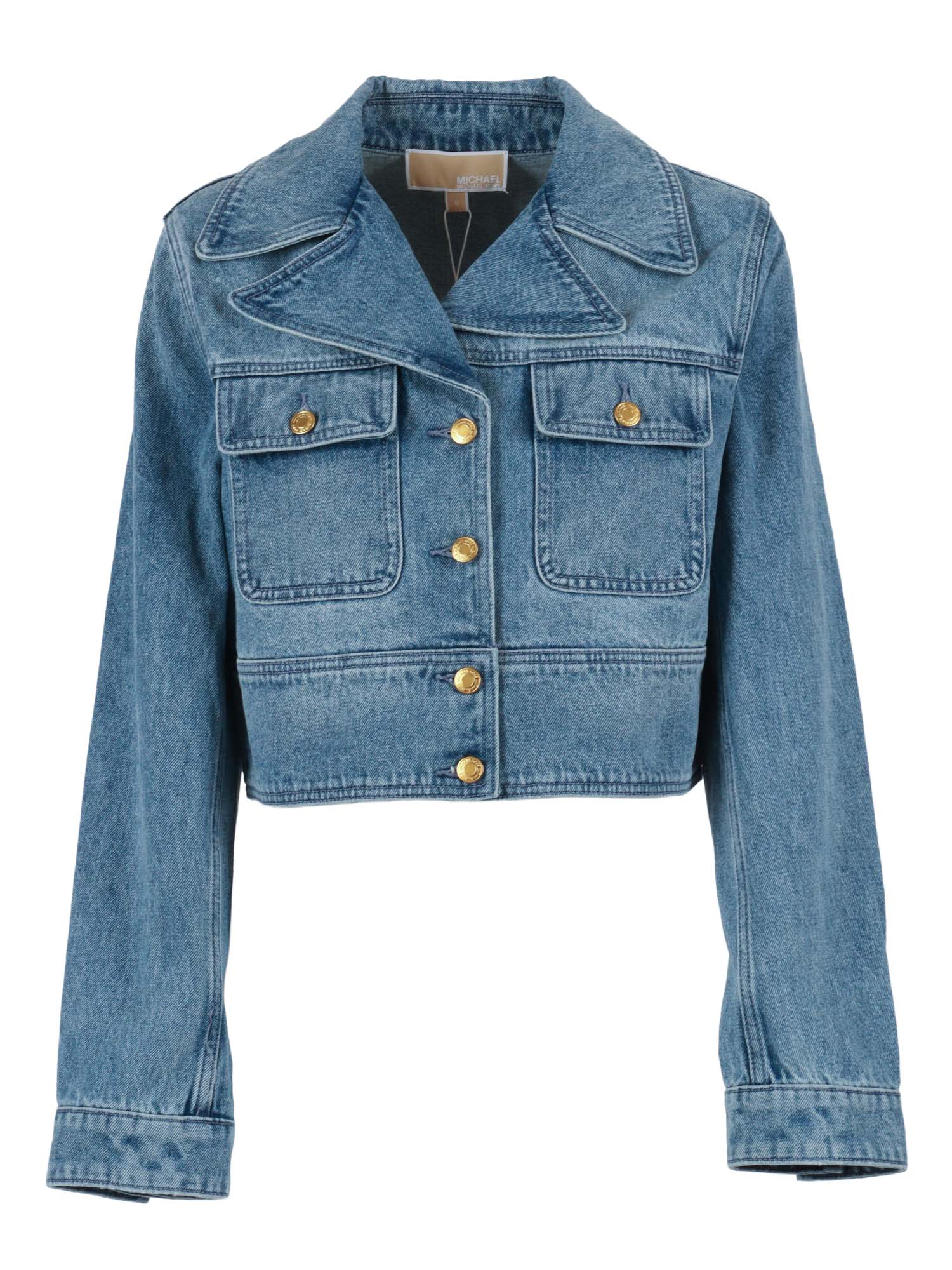 CROPPED DENIM JKT Blue Cotton Jacket