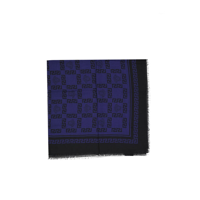 Versace Foulard Square Scarf Blue Modal Silk