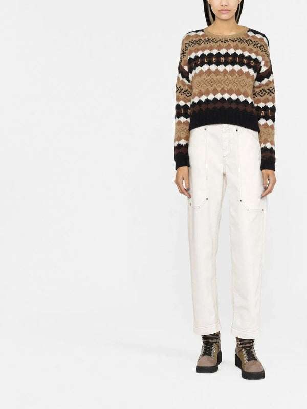 Brunello Cucinelli Womens Off White Relaxed Cotton Trousers