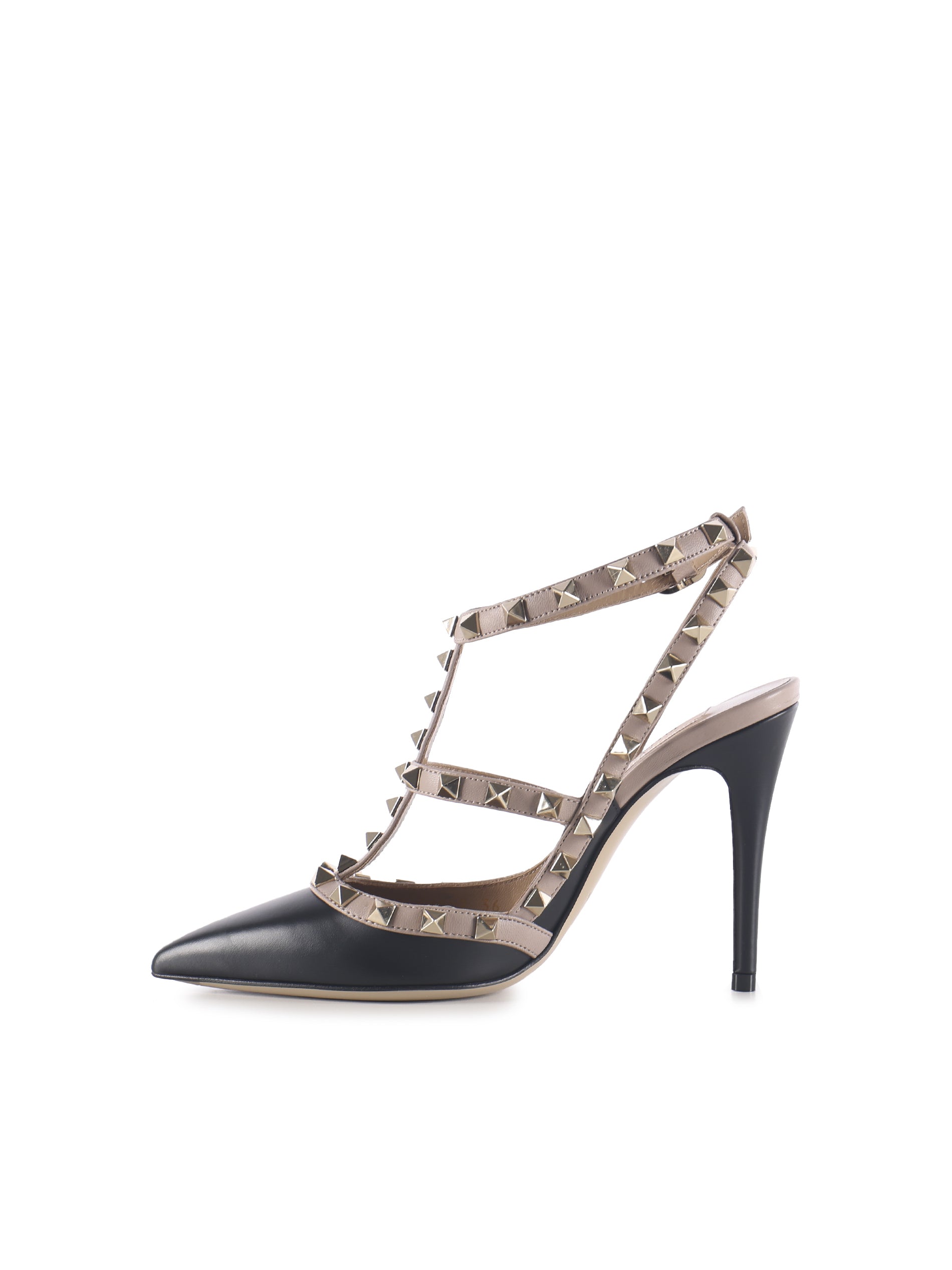 Valentino Garavani With Heel Taupe, Black Calfskin