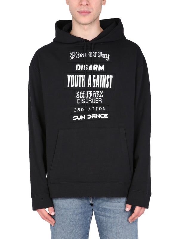 Black Hoodie With Drawstring Cotton Sweatshirts