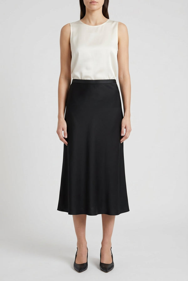Brunello Cucinelli Womens Black Silk Blend Midi Skirt Grey