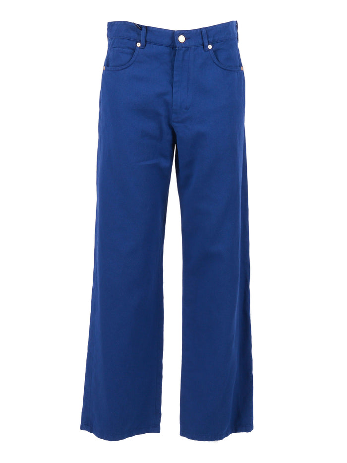 TROUSERS Blue Cotton Linen Pant