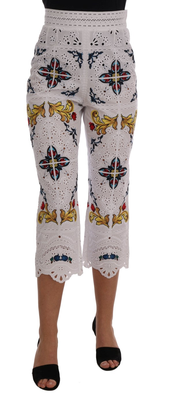 Dolce & Gabbana 90% Cotton capri pants in white
